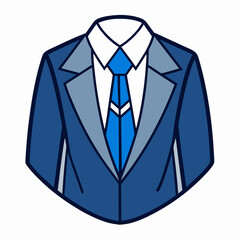 A formal suit jacket with a white collared art vector