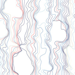 Abstract pattern of colored lines . The pattern of spreading water with islands. The concept of technology, science, sound propagation, landscape change, illusion and hallucination