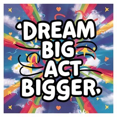 Dream big, act bigger (T-shirt Design Motivational Quote, Illustartion,Typography,Banner,Poster)