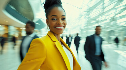 Confident Business Woman Professional Stand Out From Crowd Glass Ceilings Smiling Female Professional