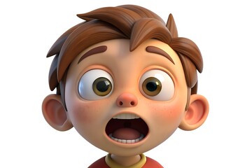 Fototapeta premium Surprised Cartoon Boy with Big Eyes