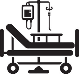 Hospital bed vector silhouette illustration