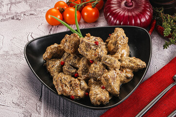 Beef liver with cream sauce
