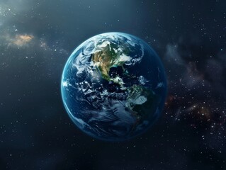 Obraz premium A stunning view of Earth from space, surrounded by distant stars and the Milky Way galaxy in the background