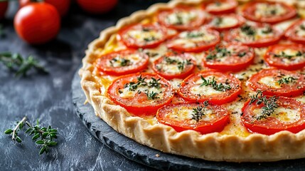   A black background highlights the pizza's texture and toppings