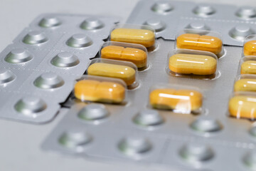 Blister packs of medicines pills capsules