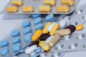 Blister packs of medicines pills capsules