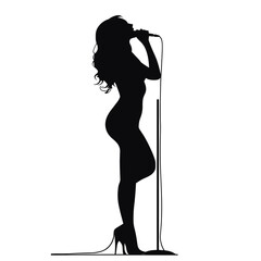 vector silhouette of a singer on stage on a white background . Generative AI