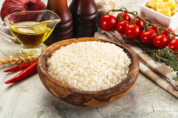 Dry Arborio rice for risotto