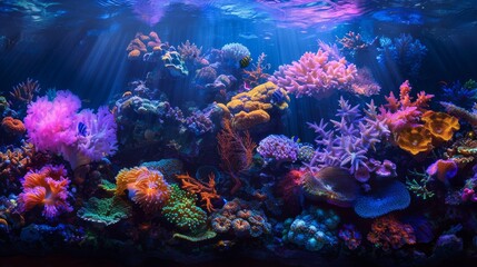 Opalescent Coral Reefs: Reefs with opalescent corals, glowing under ambient light.