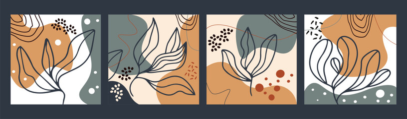 Vector floral pattern set poster banner cover template floral background abstract flowers design elements