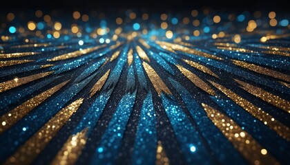 Background of abstract glitter lights. gold, blue and black_9 Generative Ai