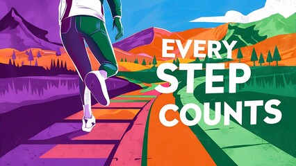 Every step counts (T-shirt Design Motivational Quote, Illustartion,Typography,Banner,Poster)