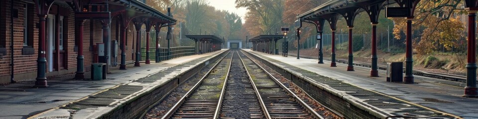 Fototapeta premium Empty platform at a local single track station