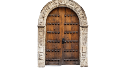 Old wooden door transparent background