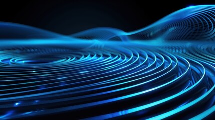 Vibrant blue abstract waves depict a sense of technology and innovation, perfect for digital media, tech presentations, or futuristic designs.