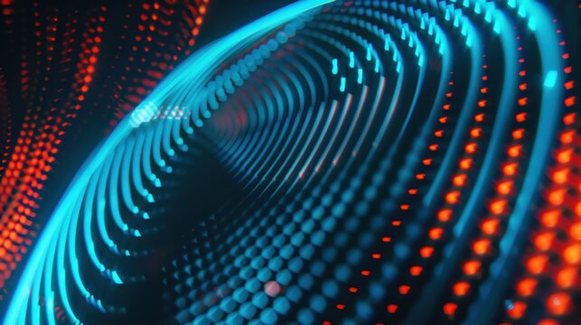 A dynamic abstract representation featuring vibrant blue and red circular patterns, ideal for technology, music, or modern design projects.