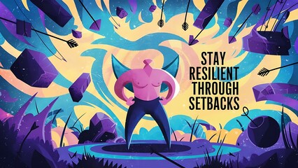 Stay resilient through setbacks (T-shirt Design Motivational Quote, Illustartion,Typography,Banner,Poster)