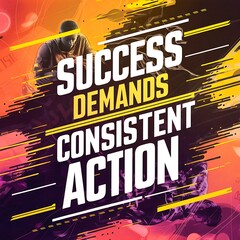 Success demands consistent action (T-shirt Design Motivational Quote, Illustartion,Typography,Banner,Poster)