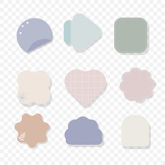 Set of stickers. Blank pages of notepad - vector illustration. Pages in plaid and ruler with cheerful sun. Vector illustration.