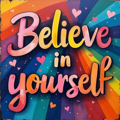 Fototapeta premium Believe In Yourself (T-shirt Design Motivational Quote, Illustartion,Typography,Banner,Poster)