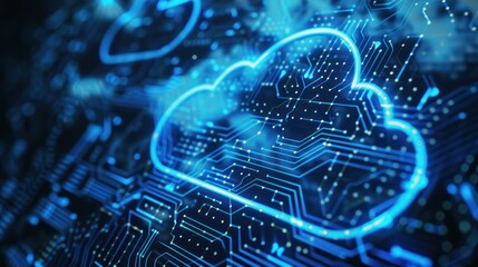 Obraz premium Cloud Computing Concept with Circuit Board