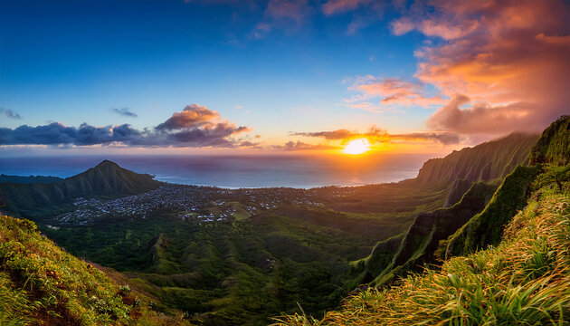 Tantalus Lookout, Oahu, Hawaii- A breathtaking sunset view from Tantalus Lookout in Oahu, H_1(688)