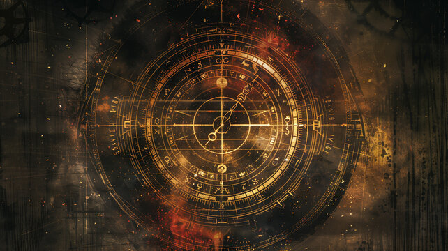 The cosmic clock face, adorned with celestial elements, invites contemplation of the universe's origins and the nature of reality. Ideal for projects related to science,
