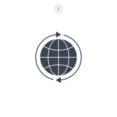 Globe with Arrow icon symbol vector illustration isolated on white background