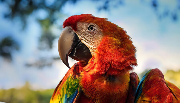  Two Parrots on a Branch- A vibrant image of two parrots perched on a branch, showcasing the_1(706)