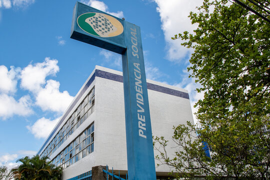 Facade of Social Security Institute - Instituto Nacional do Seguro Social or Previdencia Social - INSS