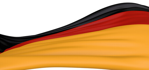 A dramatic close up of the German flag flowing in the wind