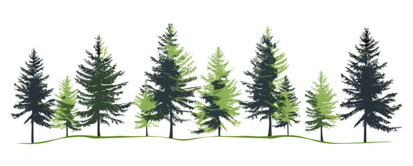 Cut out wild trees shapes, Greenery forest trees shapes, forestry trees shapes for landscape vector illustration, architectural trees, architectural forest graphics on isolated