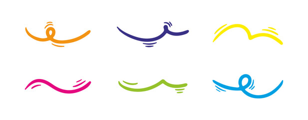 Naklejka premium Line movement element set, emotion graphic effects, decoration icons. Doodle line elements, arrow, emphasis, heart, wind, zigzag, sparkle. Hand drawn Anime emotion, express shape.