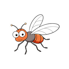 Cartoon Funny Curious Fly Insect Vector Illustration - SVG, Cricut, and Cut Files for T-Shirts and Graphic Design