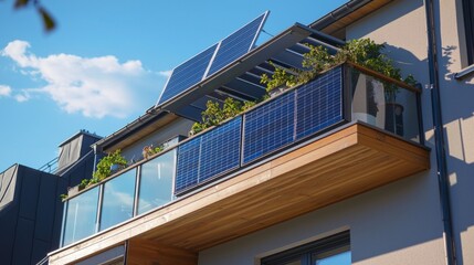 Modern residential building with solar panels