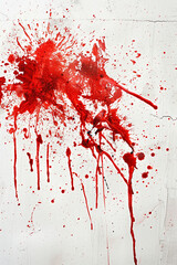 red blood or paint splatter on a white background