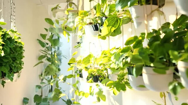 See a step-by-step guide to creating a botanical wall with hanging planters, turning a bland hallway into a lush green oasis, ideal for urban apartments