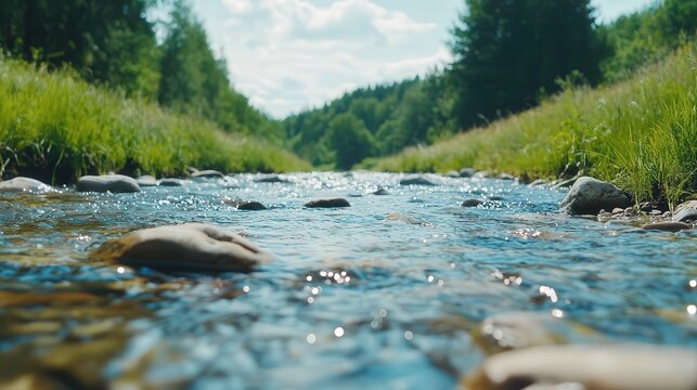 Revitalized polluted river with biomass-powered cleanup technology