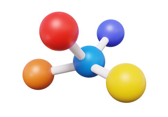 Molecule icon colorful cartoon style biology scientific research dna medical, chemistry, atom on isolated background. chemical biotechnology. 3d rendering illustration