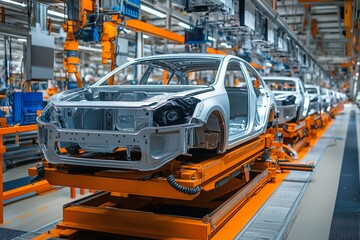 Automobile Assembly Line in a Modern Factory