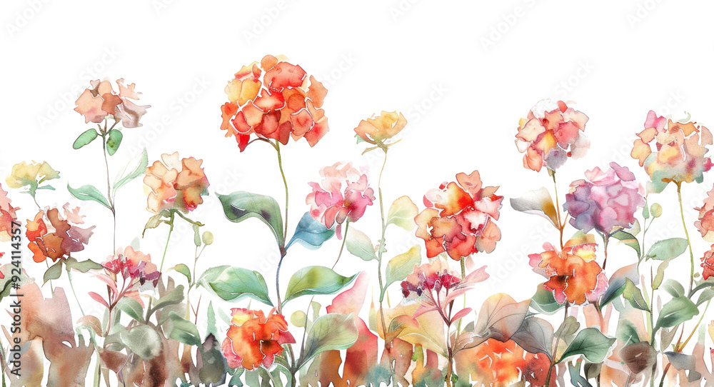 Wall mural png vibrant watercolor floral illustration