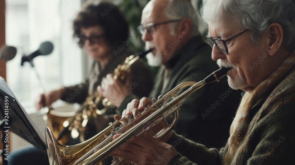 Wall mural Joyful Jam Session of Senior Musicians