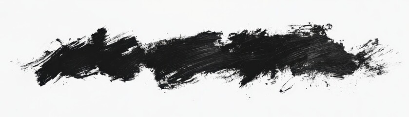 Fototapeta premium Abstract black brushstroke on white background, conveying modern art and minimalism. Perfect for creative and artistic projects.