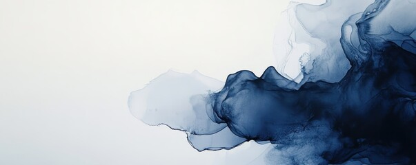 Abstract blue ink in water creating an ethereal cloud effect on a white background. Perfect for creative projects and artistic designs.