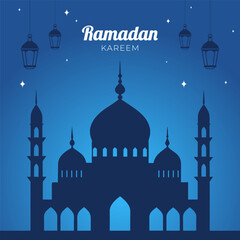 Ramadan mosque silhouette in flat style