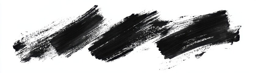 Black brush strokes on a white background, perfect for abstract art and creative design projects. High-resolution image ideal for digital and print media.