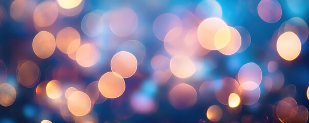 Obraz premium Vibrant abstract bokeh lights with blue and orange tones, creating a festive and dreamy atmosphere perfect for celebrations or backgrounds.