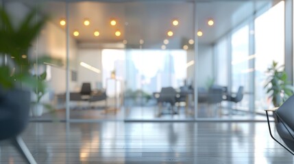 Blurred office interior scene panoramic office backdrop
