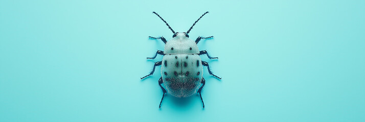 Minimalistic Medical-Themed Image of a Beetle on Blue Background